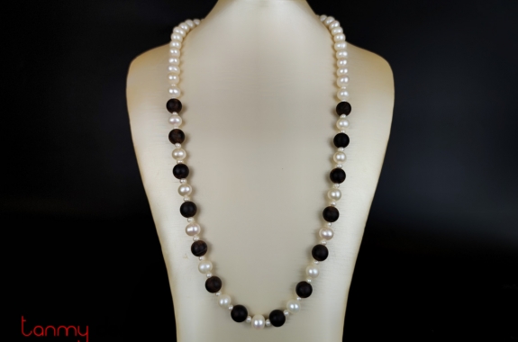  Pearl Necklace mixed with wood